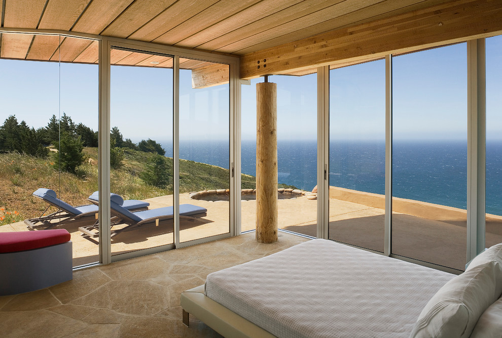 Inspiration for a contemporary bedroom in San Francisco with no fireplace.