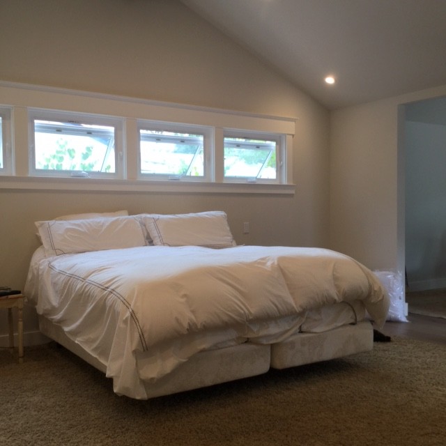 Design ideas for a medium sized classic master bedroom in San Francisco with carpet, no fireplace and beige walls.