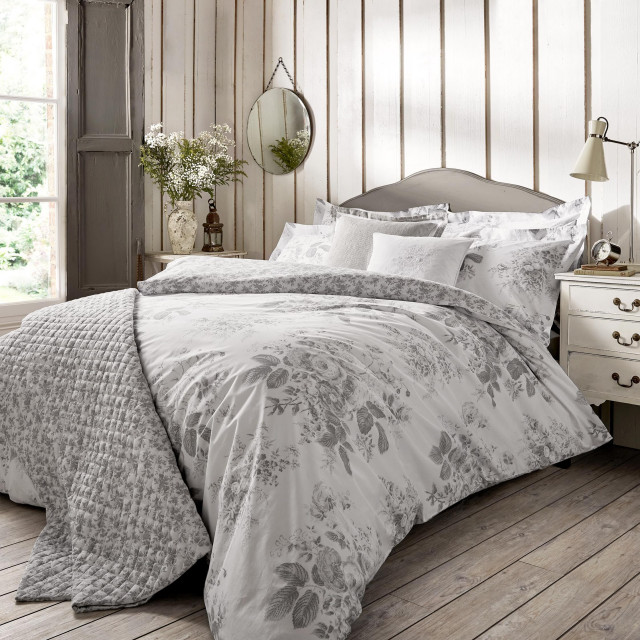 Darcy Rose Grey Bed Linen Traditional Bedroom Sussex by French