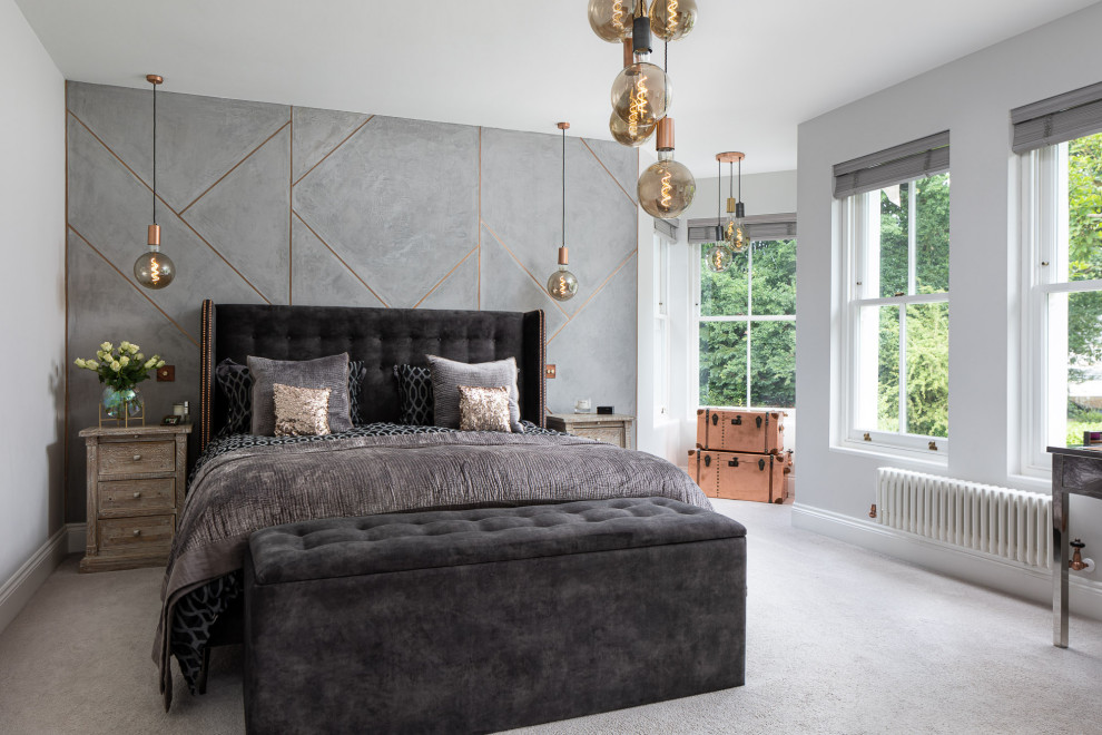 Contemporary bedroom in Surrey.