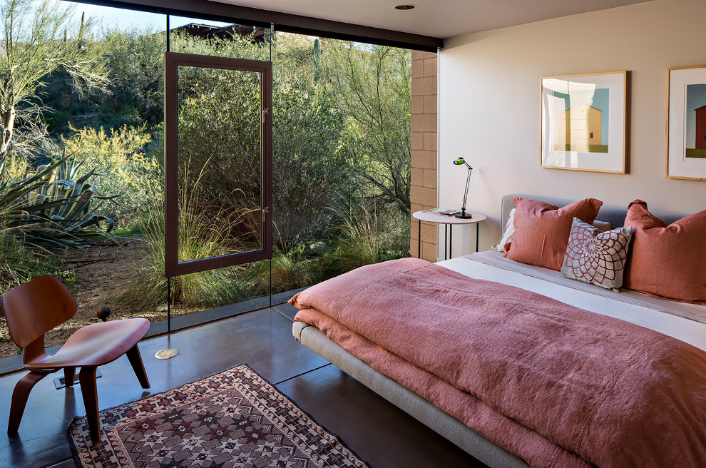 Bedroom - contemporary bedroom idea in Phoenix with beige walls