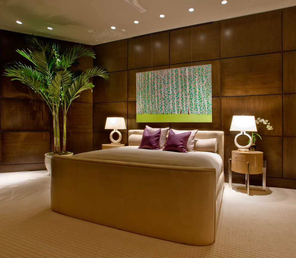 Modernes Schlafzimmer mit Teppichboden in Orlando