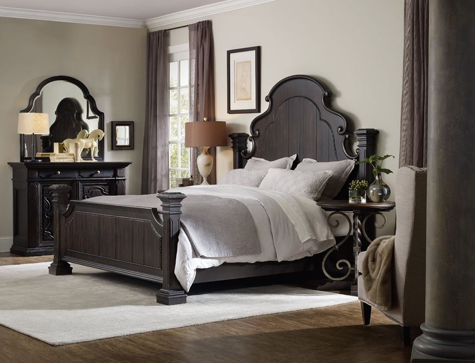 Bedroom - mid-sized transitional master dark wood floor bedroom idea in Other with beige walls and no fireplace