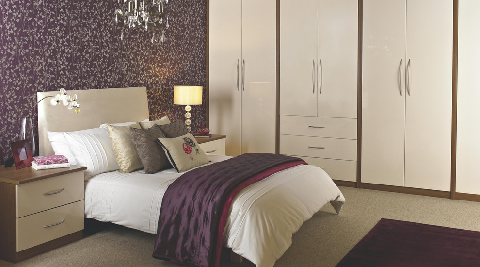 Designer Vanilla Gloss Modular Bedroom Furniture Contemporary