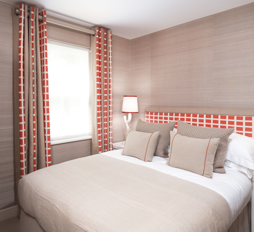 Источник вдохновения для домашнего уюта: гостевая спальня (комната для гостей) в современном стиле с серыми стенами