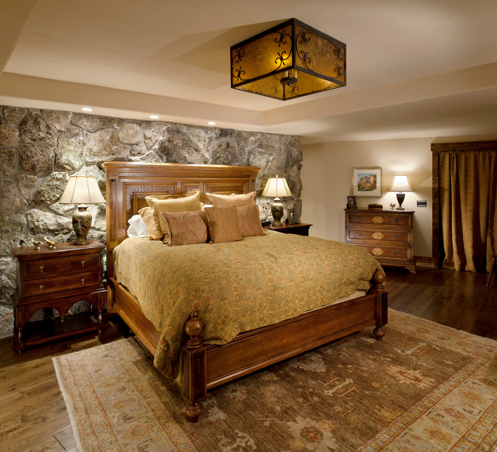 Example of a mountain style bedroom design in Denver