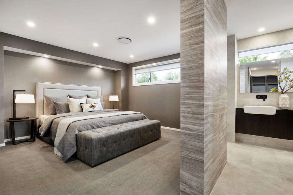 Example of a minimalist bedroom design in Sydney
