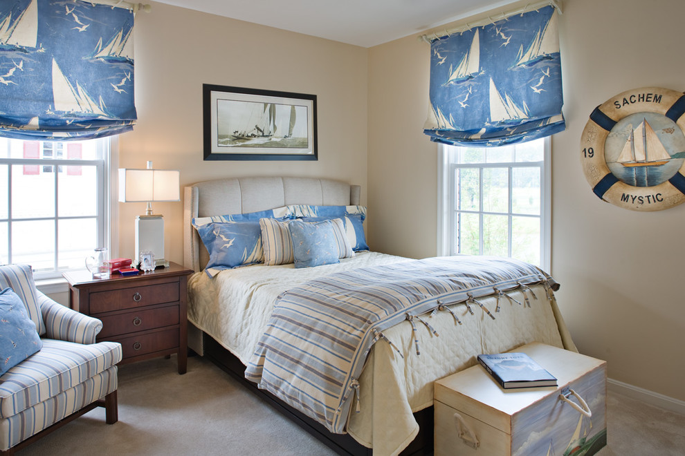 Bedroom - traditional carpeted bedroom idea in Baltimore with beige walls and no fireplace