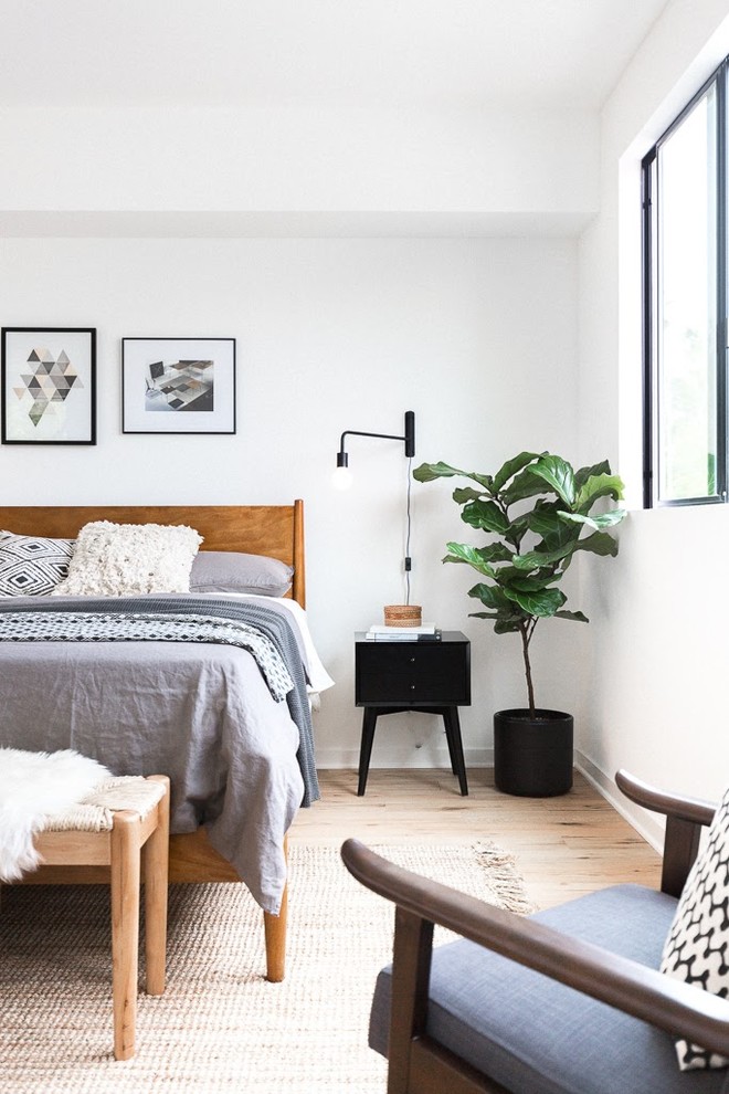 This is an example of a scandi bedroom in Los Angeles.