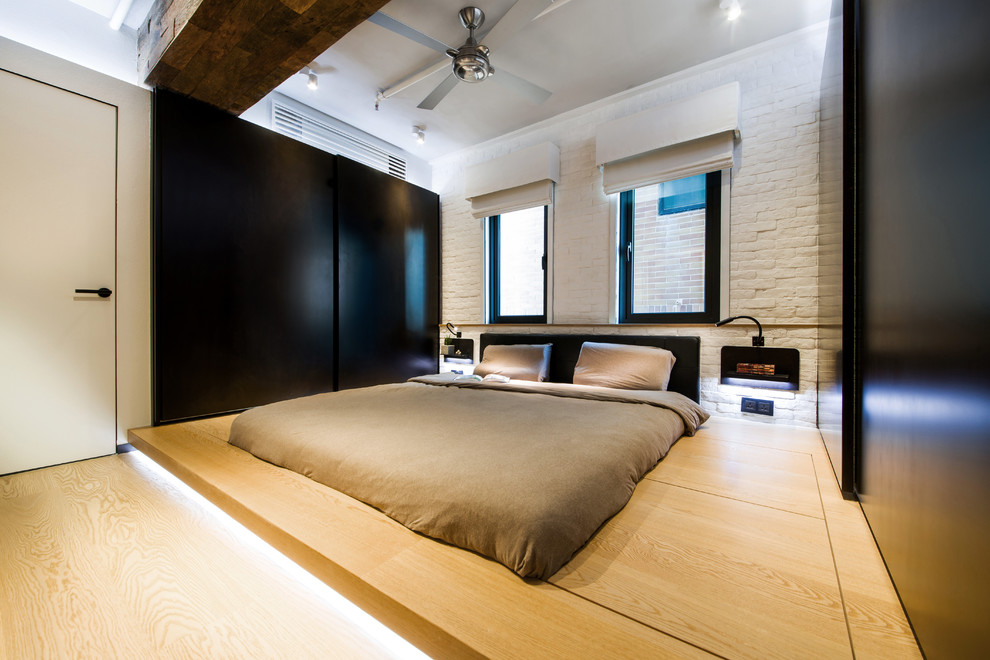 香港にあるコンテンポラリースタイルのおしゃれな寝室のインテリア