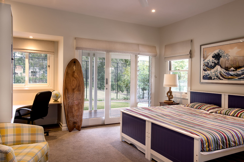 Eden Made white Hamptons style timber and glass sliding doors Bedroom