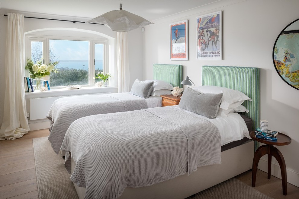 Photo of a beach style bedroom in Cornwall.