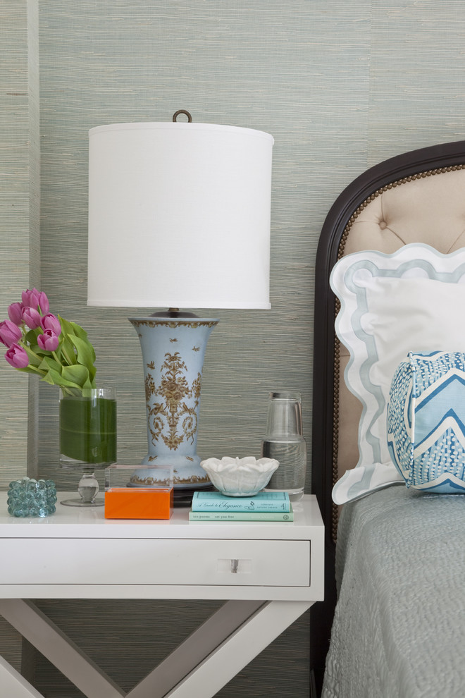 Example of a classic bedroom design in Los Angeles with multicolored walls