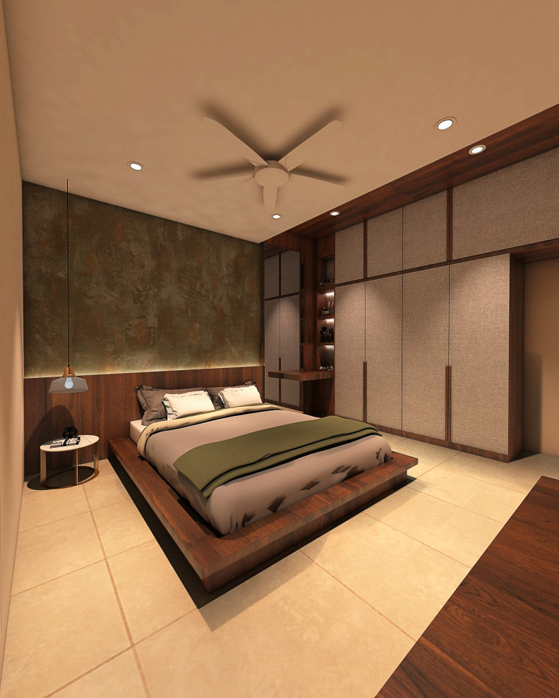 This is an example of a modern bedroom in Chennai.