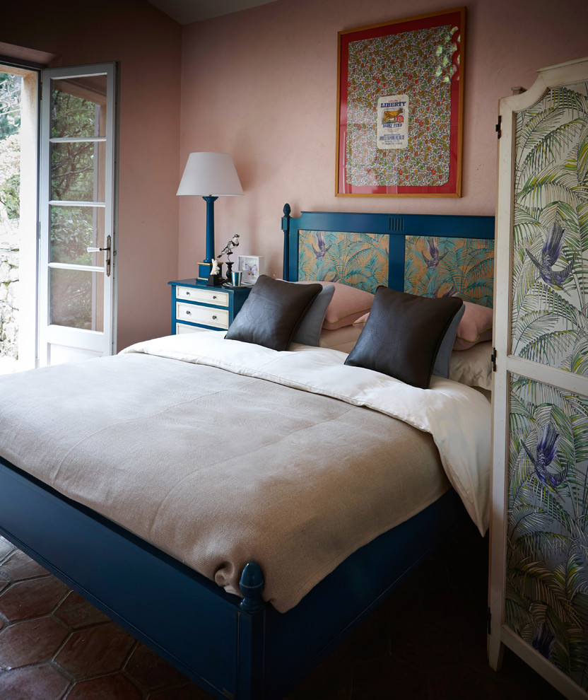 Example of a small classic ceramic tile bedroom design in New York