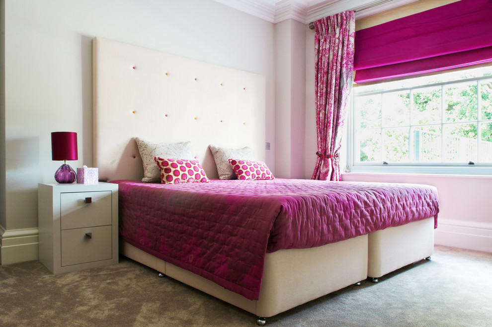 Design ideas for a contemporary bedroom in Surrey.