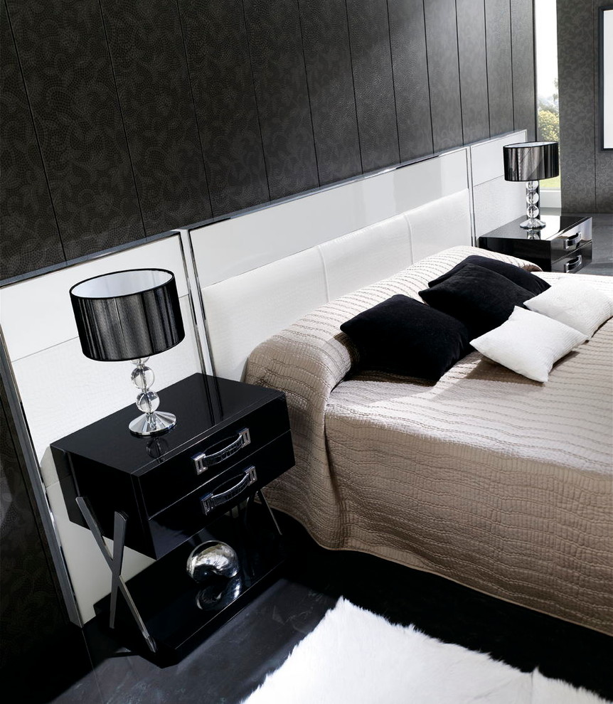 Inspiration för små moderna sovrum, med grå väggar