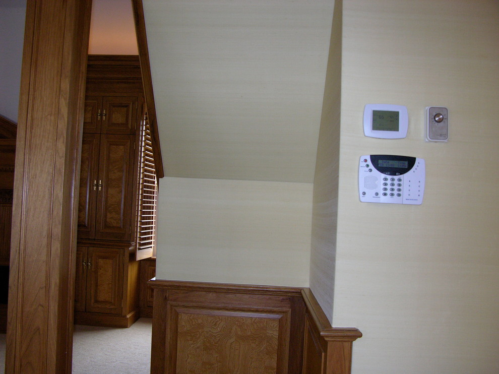 Fabric under the staircase in a bedroom Contemporary Bedroom New