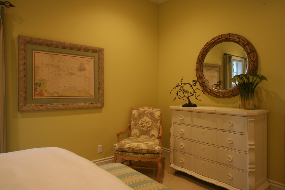 Bedroom - coastal carpeted bedroom idea in Tampa