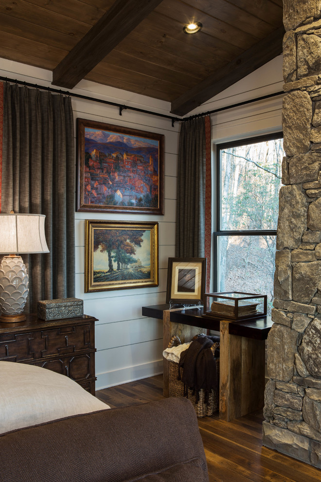 Inspiration for a large rustic bedroom in Atlanta.
