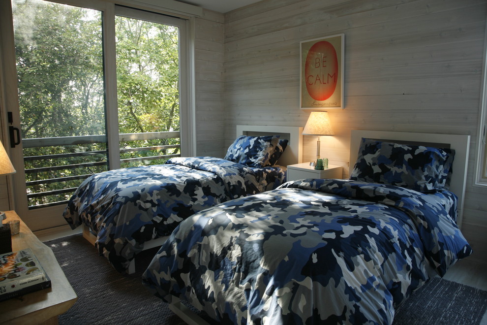 Идея дизайна: гостевая спальня (комната для гостей) в морском стиле