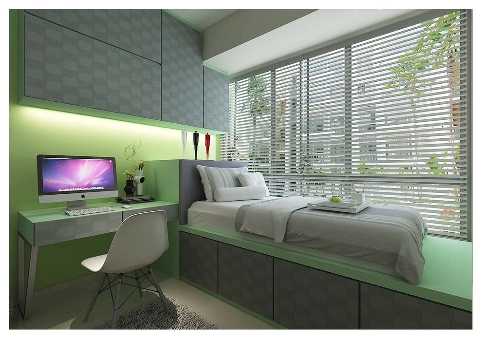 シンガポールにあるコンテンポラリースタイルのおしゃれな寝室