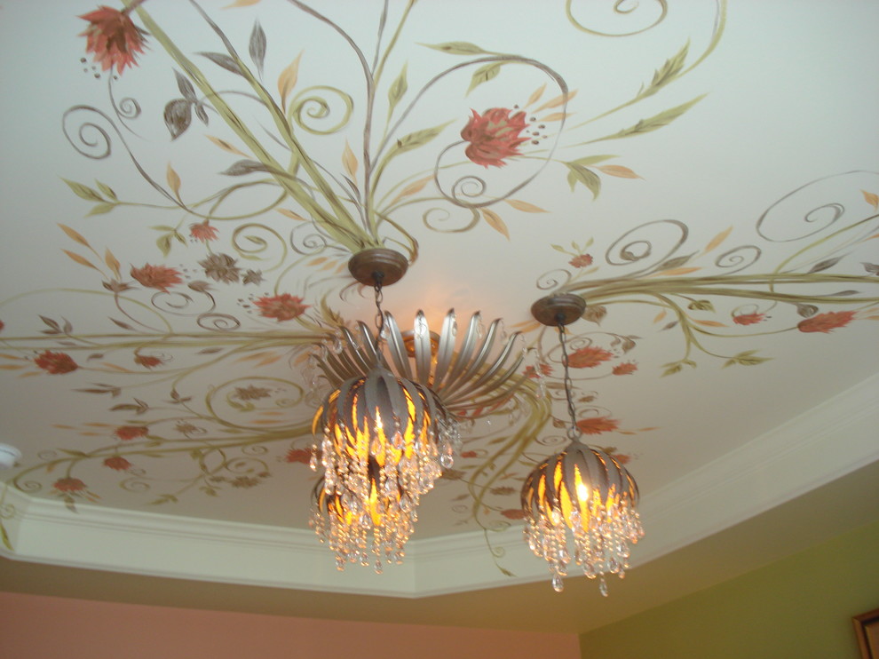 Floral Vine Bedroom Ceiling Mural Traditional Bedroom Raleigh by Houzz