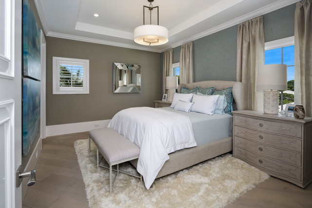 Guest Bedroom with Twin Beds Coastal Bedroom Miami by