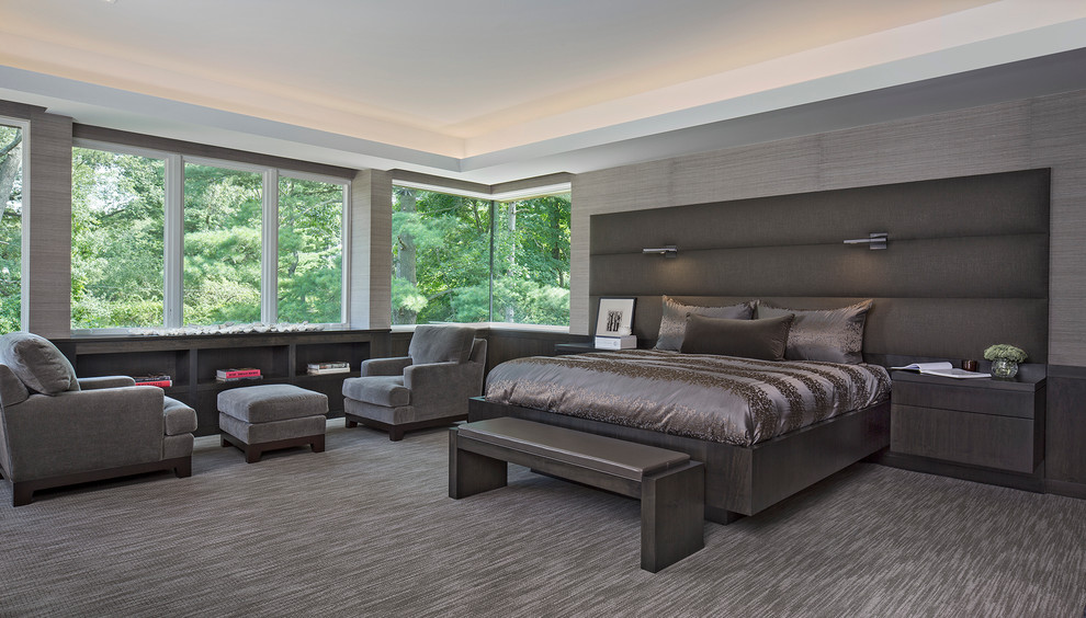 Example of a trendy bedroom design in Detroit