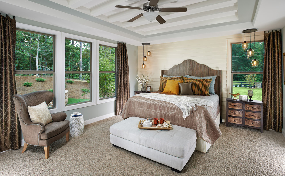 Example of a classic carpeted bedroom design in Charlotte