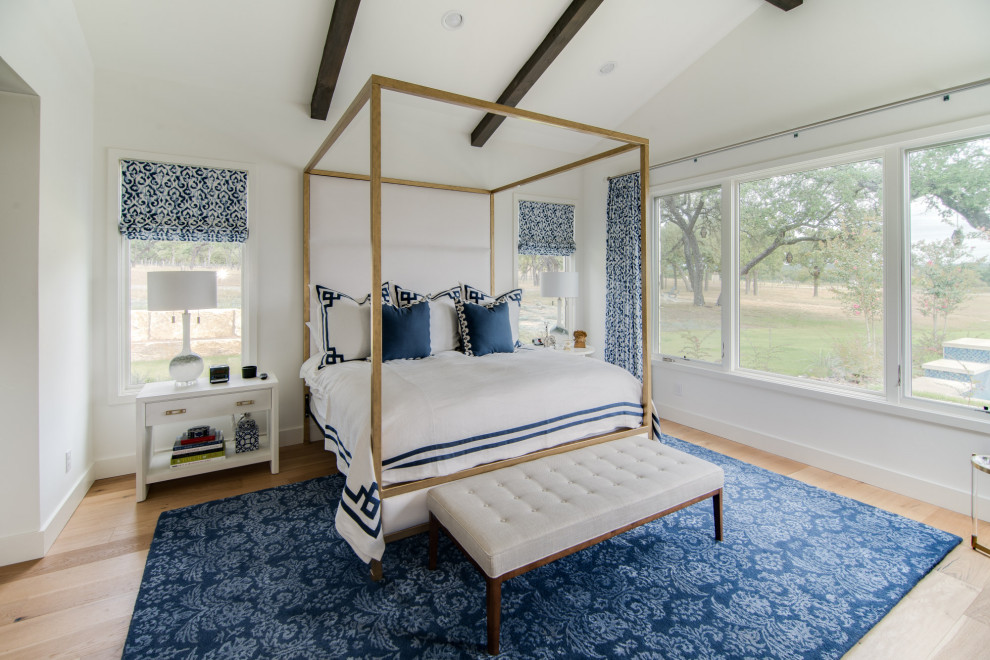 Design ideas for a beach style bedroom in Austin.