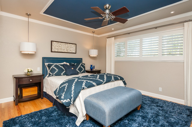 Fremont Navy Blue Master Bedroom - Transitional - Bedroom - San ...