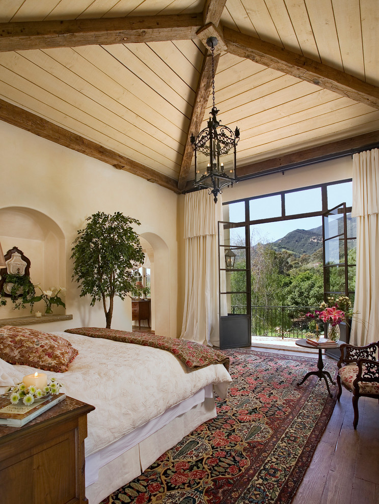 Bedroom in Santa Barbara with beige walls.