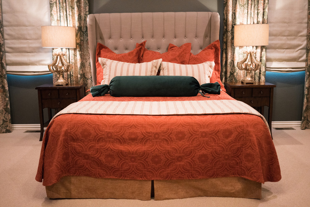 Fresh Green & Burnt Orange Traditional Master Bedroom - Traditional ...