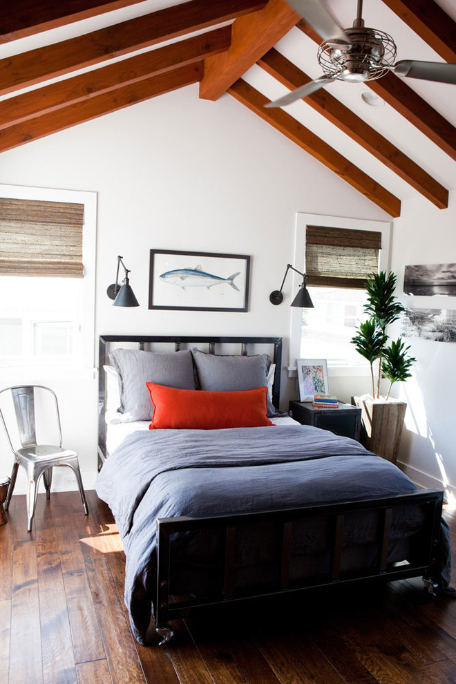 Mid-sized elegant bedroom photo in Orange County with white walls