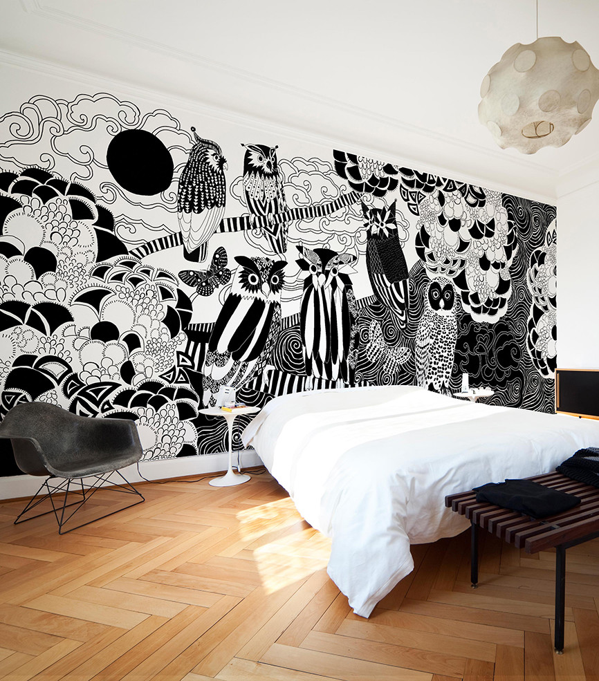 Example of a trendy bedroom design in Brisbane