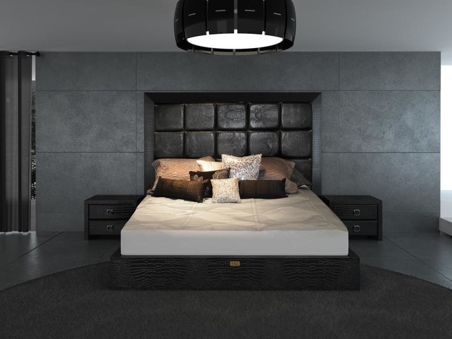 Glam Black Armani Xavira Collection Bed Contemporary Bedroom