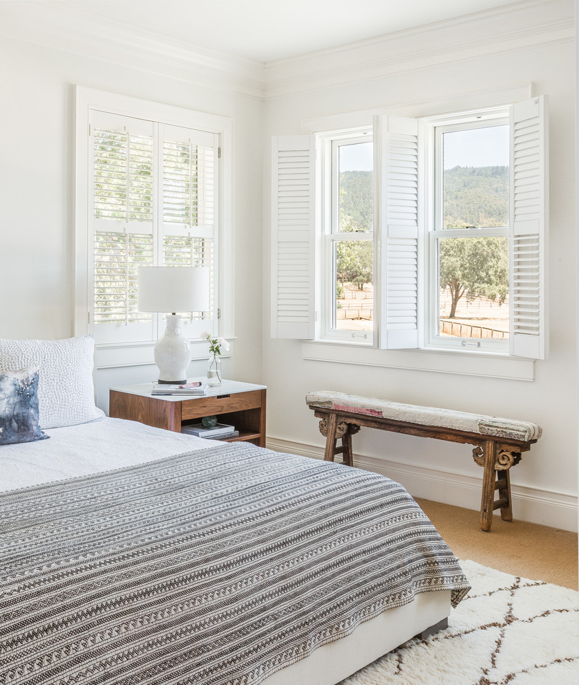 Bedroom - large farmhouse master bedroom idea in San Francisco