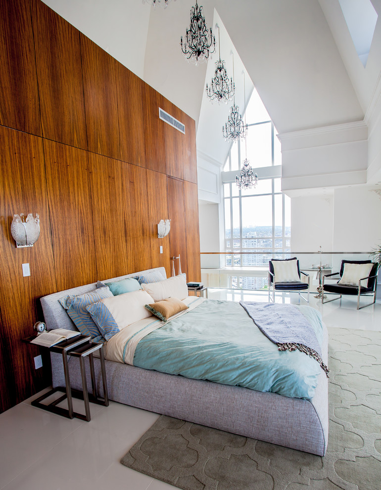 Example of a trendy bedroom design in Vancouver with white walls