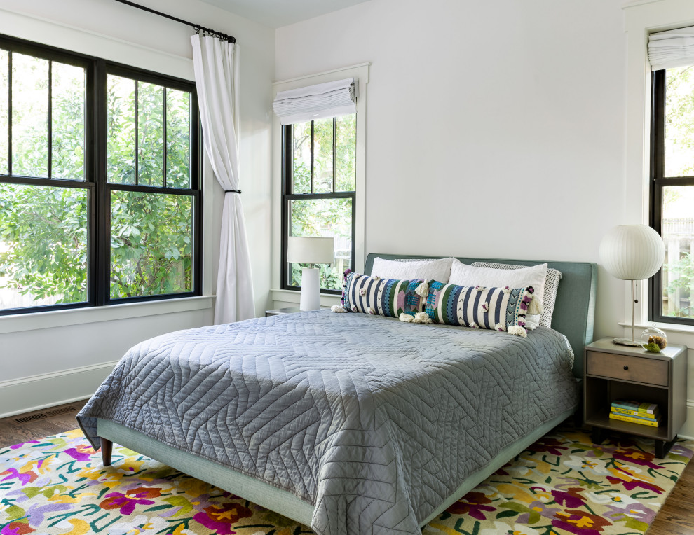 Inspiration for a classic bedroom in Atlanta with white walls and no fireplace.