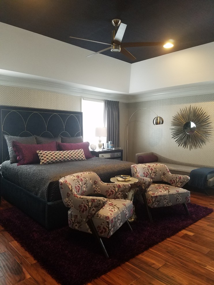 Grasscloth & Wallpaper Master Bedroom Transitional Bedroom