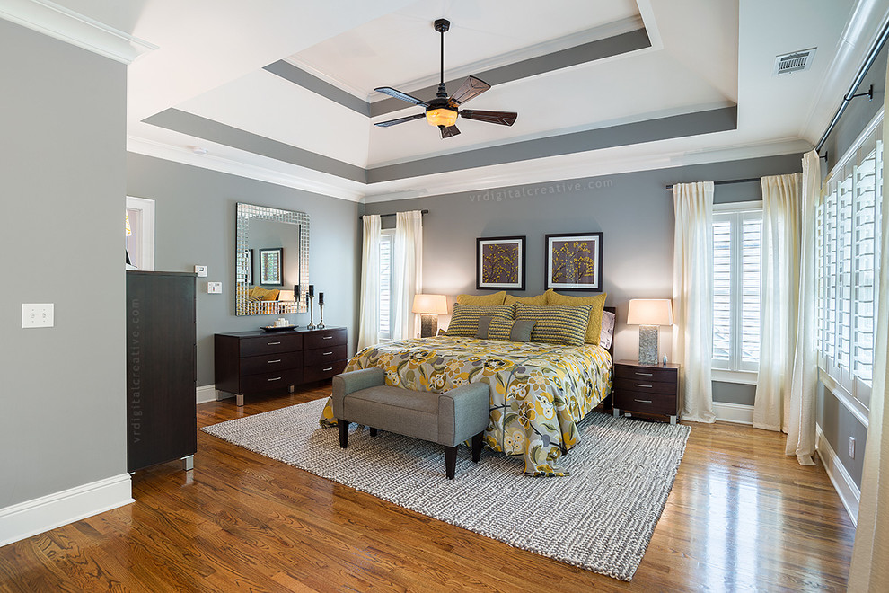 Gray and Yellow Master Bedroom Transitional Bedroom Atlanta by