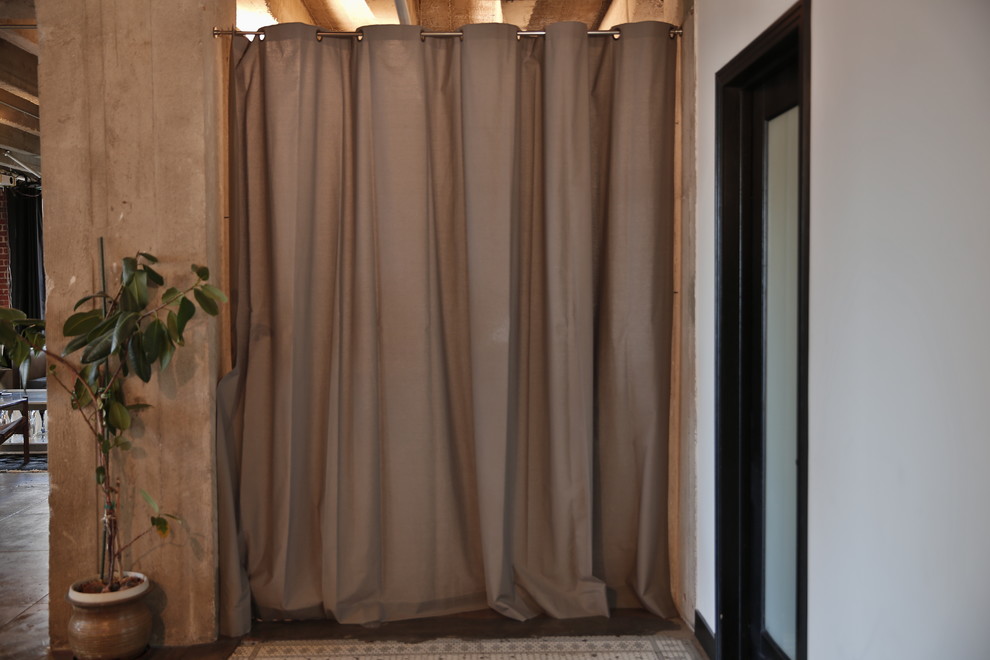 Gray Tension Rod Room Divider Kit Modern Bedroom Chicago by