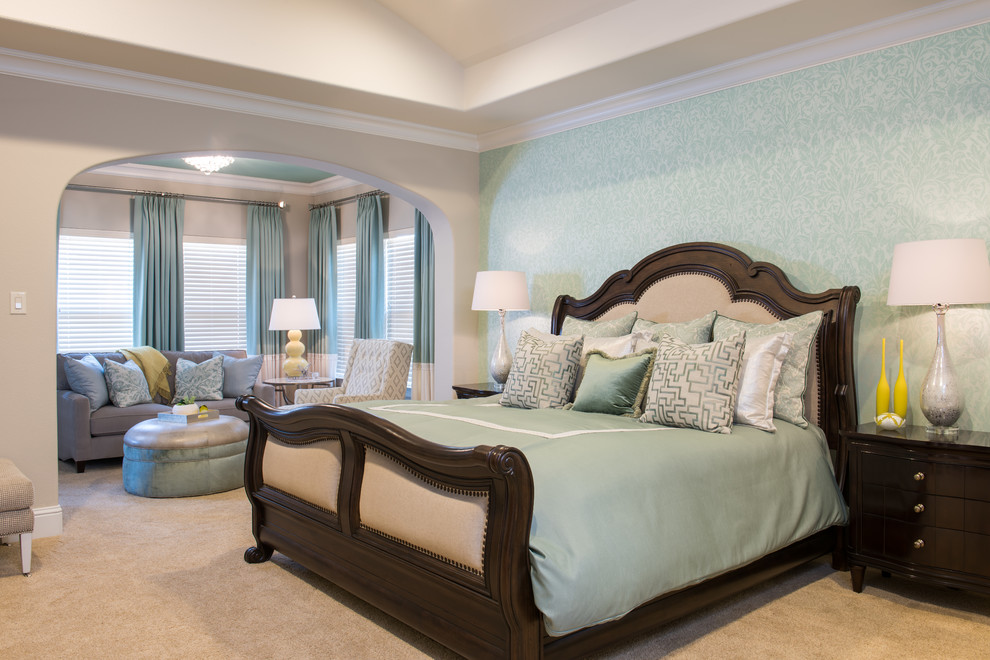 Green & Yellow Master Bedroom Retreat Transitional Bedroom Dallas