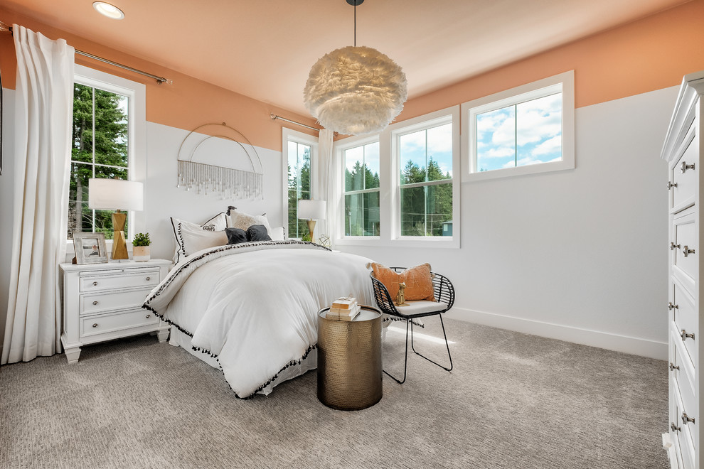Example of a farmhouse bedroom design in Seattle