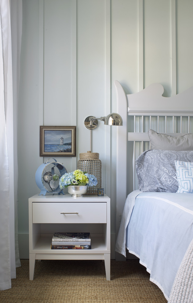 Example of a beach style guest bedroom design in Atlanta with white walls