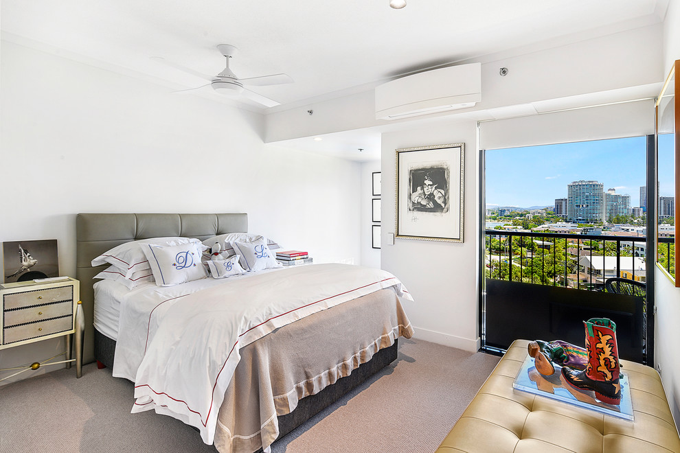 Example of a trendy bedroom design in Gold Coast - Tweed