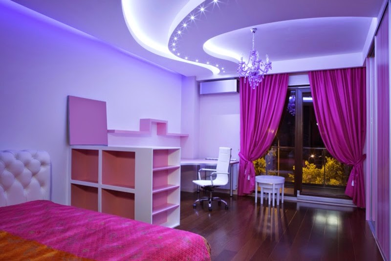 Фиолетовые обои в спальне или покраска стен
