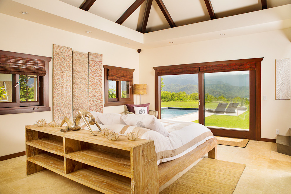 ハワイにあるアジアンスタイルのおしゃれな寝室のインテリア