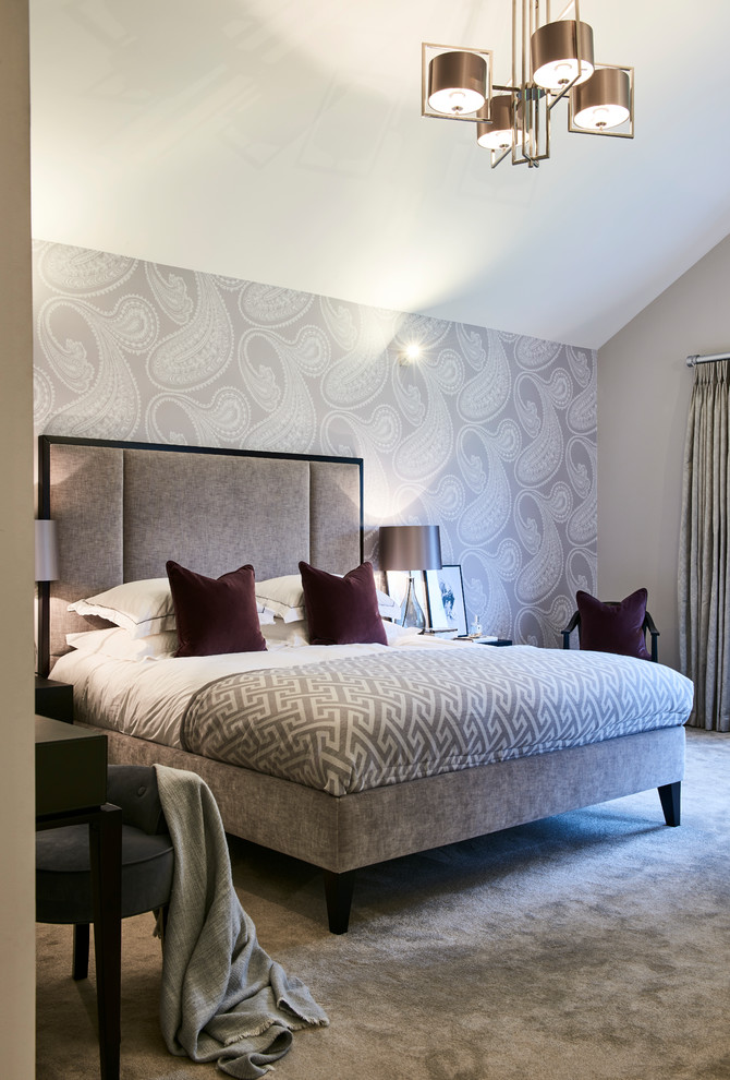 Design ideas for a contemporary bedroom in Hertfordshire.